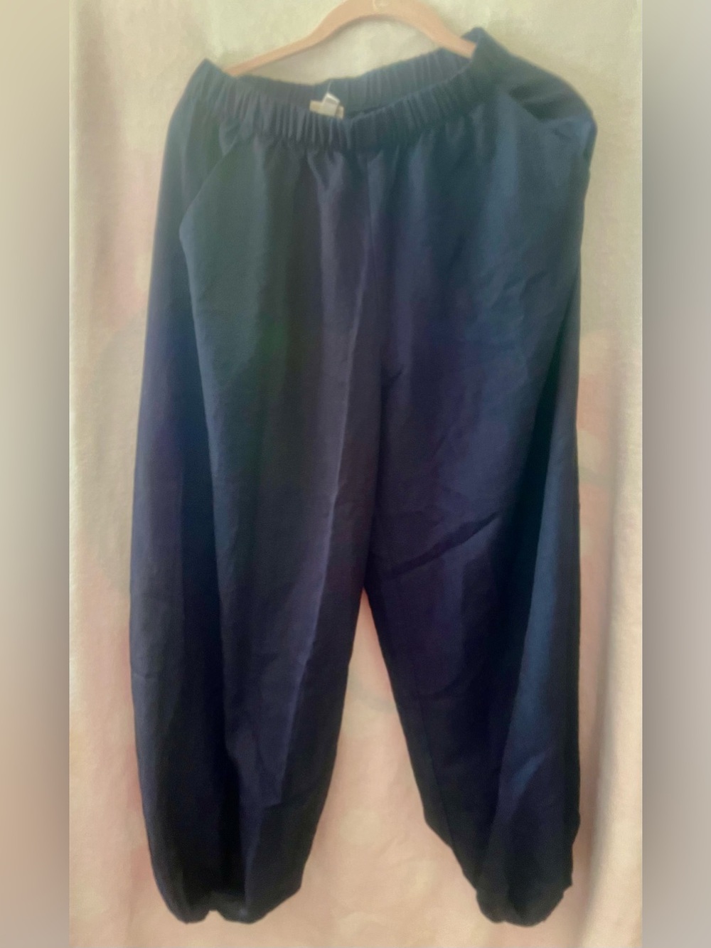 Navy Elastic Waist Casual Pants